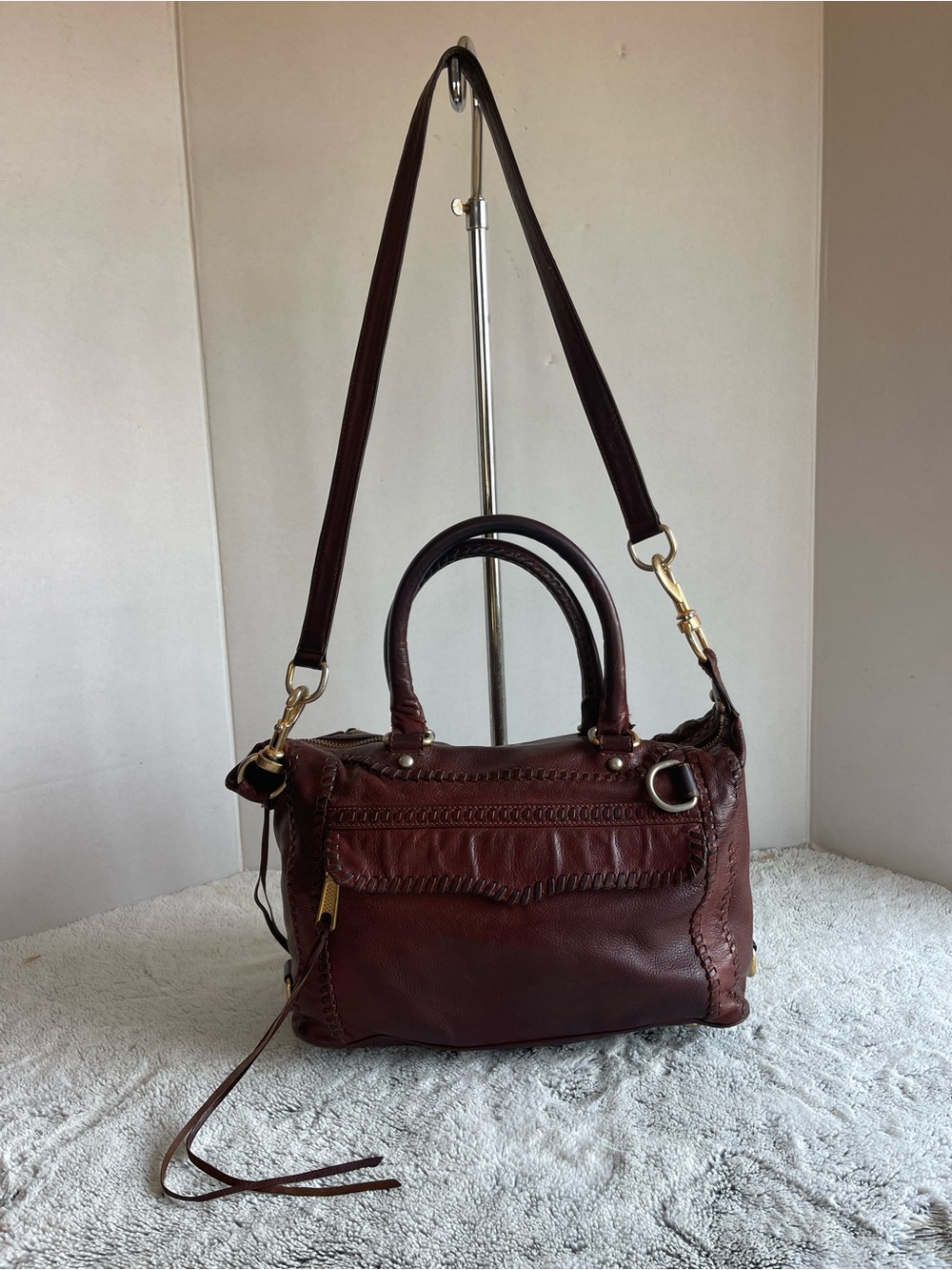 Rebecca Minkoff MBA Brown  Leather Satchel Bag Crossbody Purse